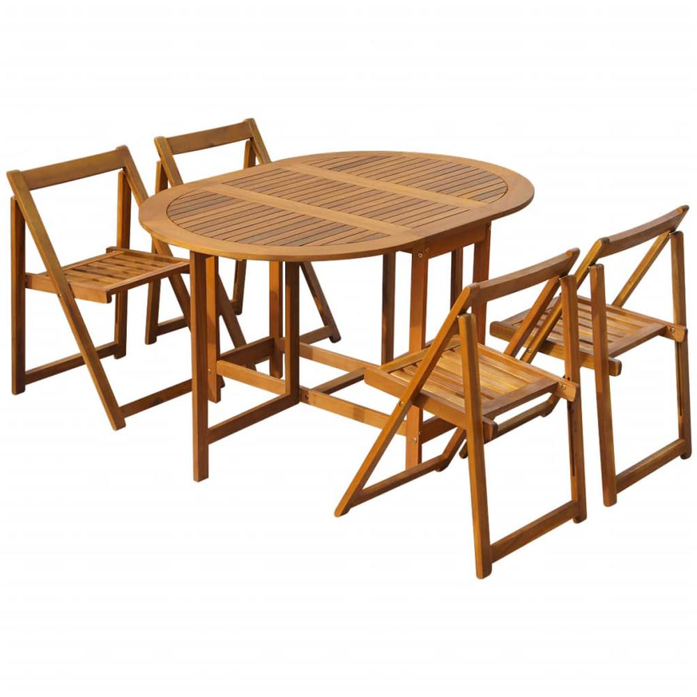 vidaXL 5 Piece Folding Outdoor Dining Set Solid Acacia Wood, 45594