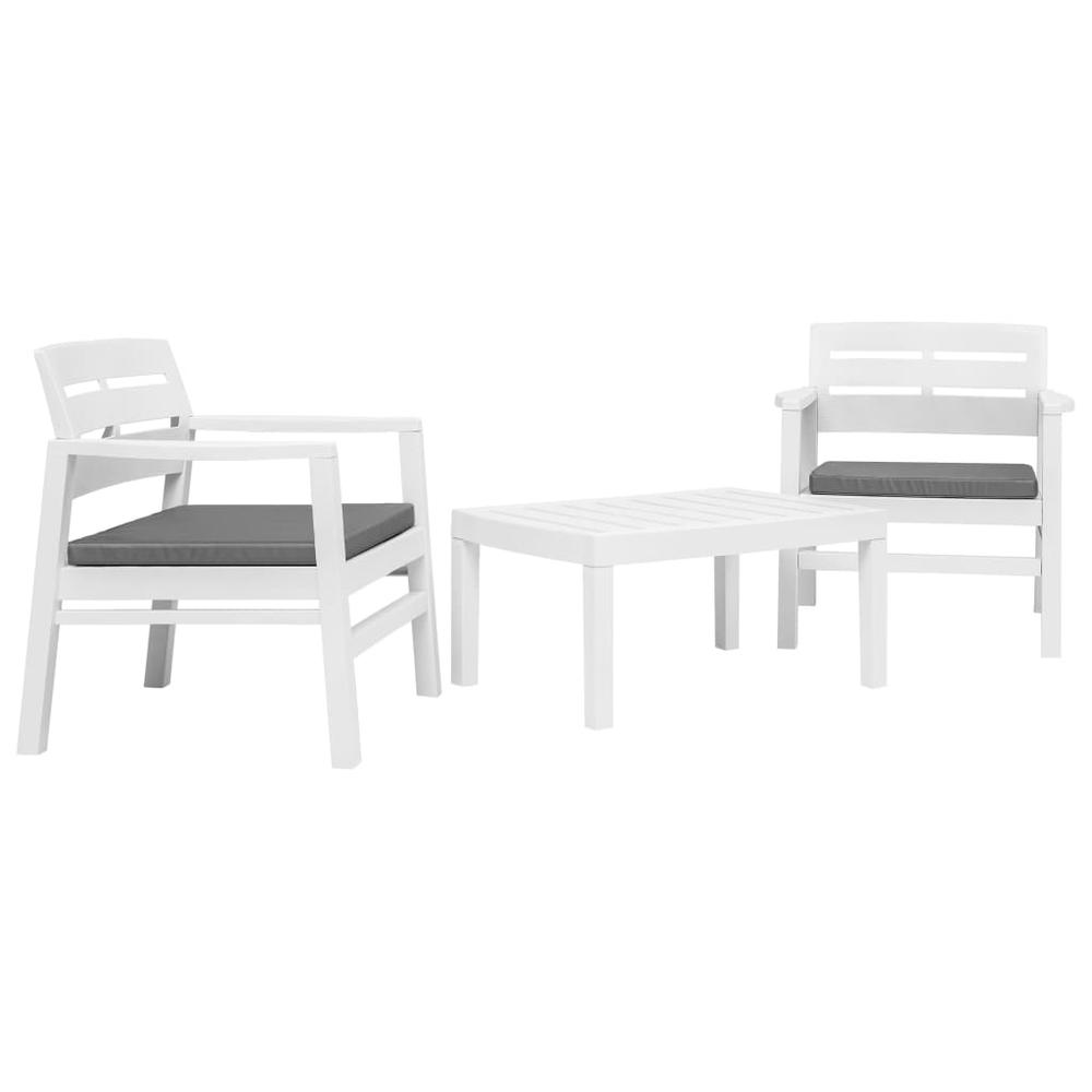 vidaXL 3 Piece Garden Lounge Set Plastic White, 45620