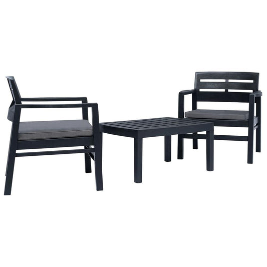 vidaXL 3 Piece Garden Lounge Set Plastic Anthracite, 45621