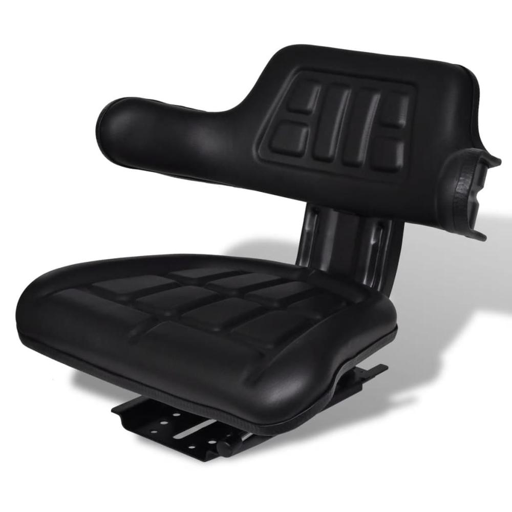 vidaXL Tractor Seat with Backrest Black, 210202