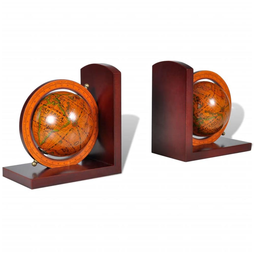 Bookstand World Map Globe Bookend Classic A Pair, 240729