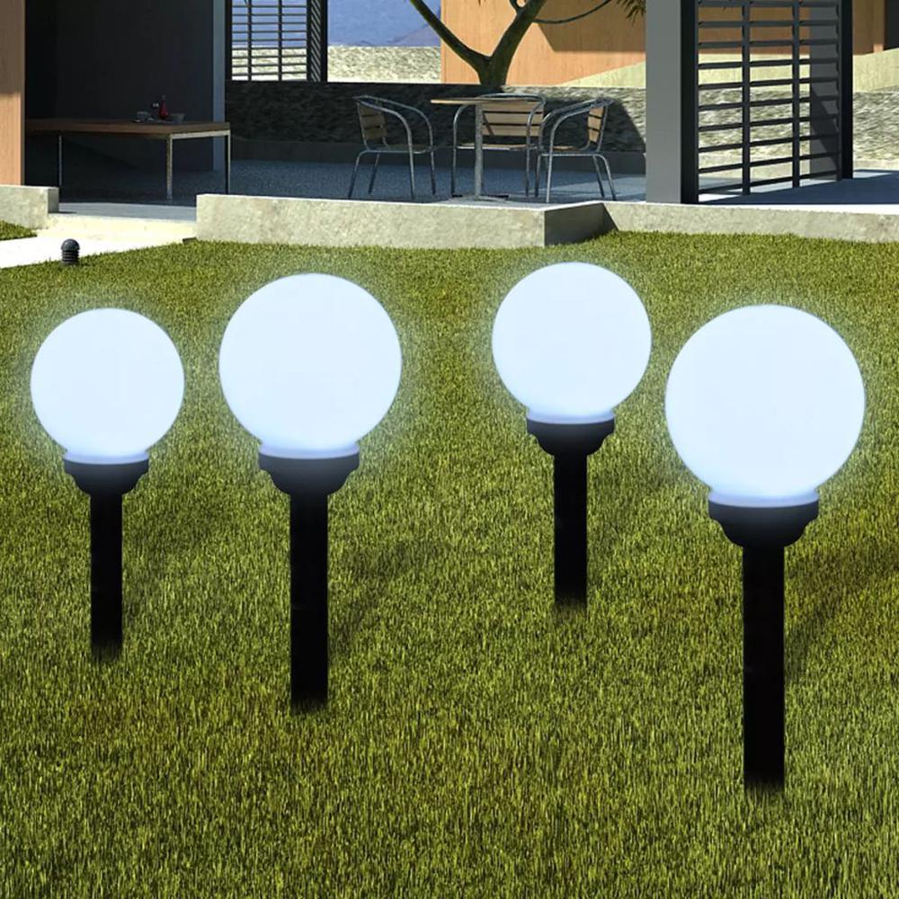 vidaXL Outdoor Path Garden Solar Lamp Solar Ball Light LED 5.9" 4pcs with Ground Spike 0863