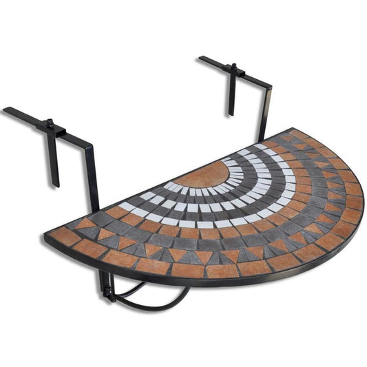 vidaXL Hanging Balcony Table Terracotta and White Mosaic, 41126