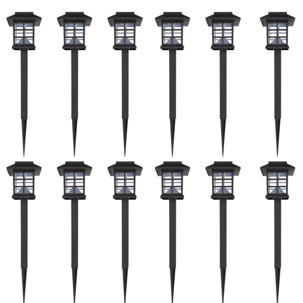 vidaXL Outdoor Solar Lamp LED Light Set 12 pcs with Spike 3.4"x3.4"x15", 41161