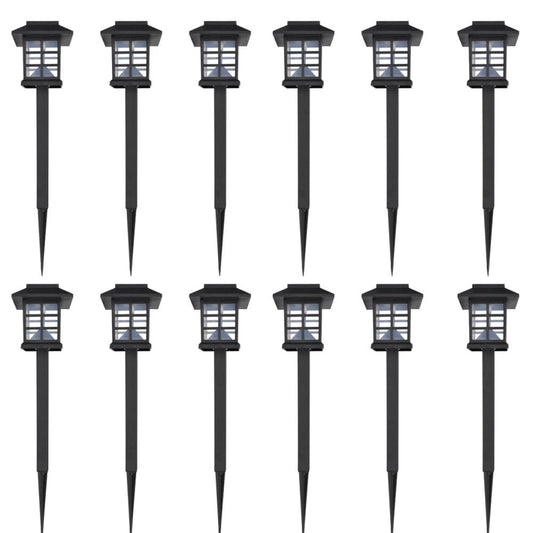 vidaXL Outdoor Solar Lamp LED Light Set 12 pcs with Spike 3.4"x3.4"x15", 41161