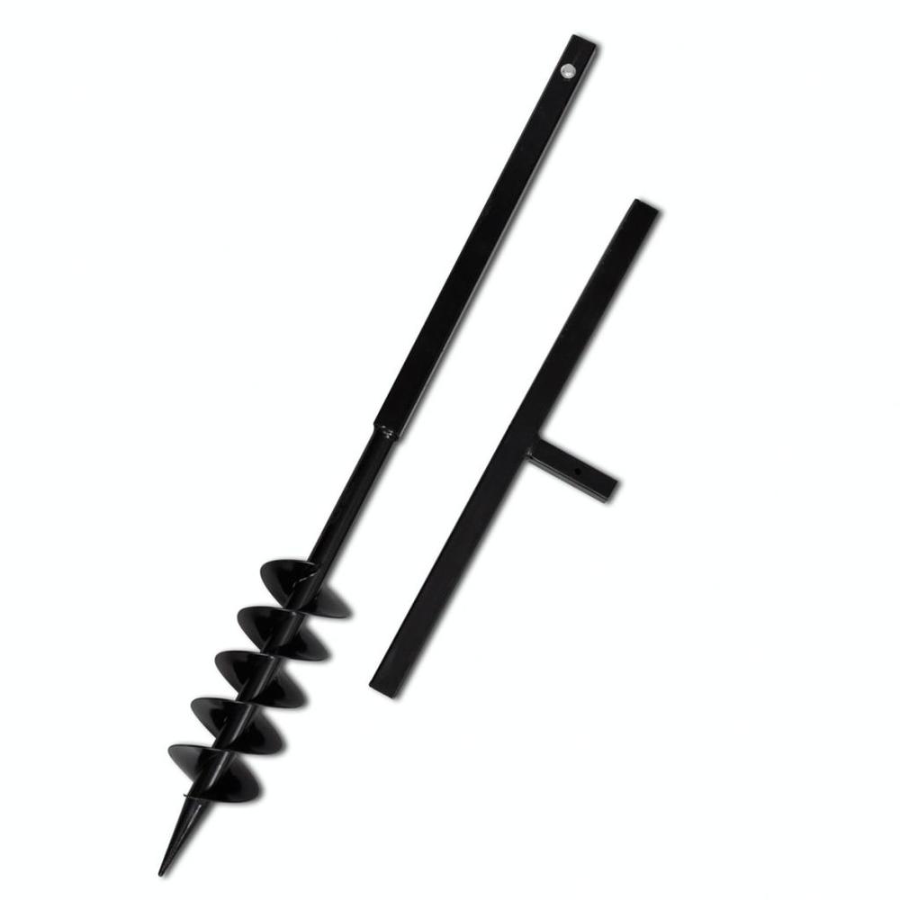 vidaXL Ground Drill Handle Auger Bit 3.94" Black Double Spirals Steel , 141024