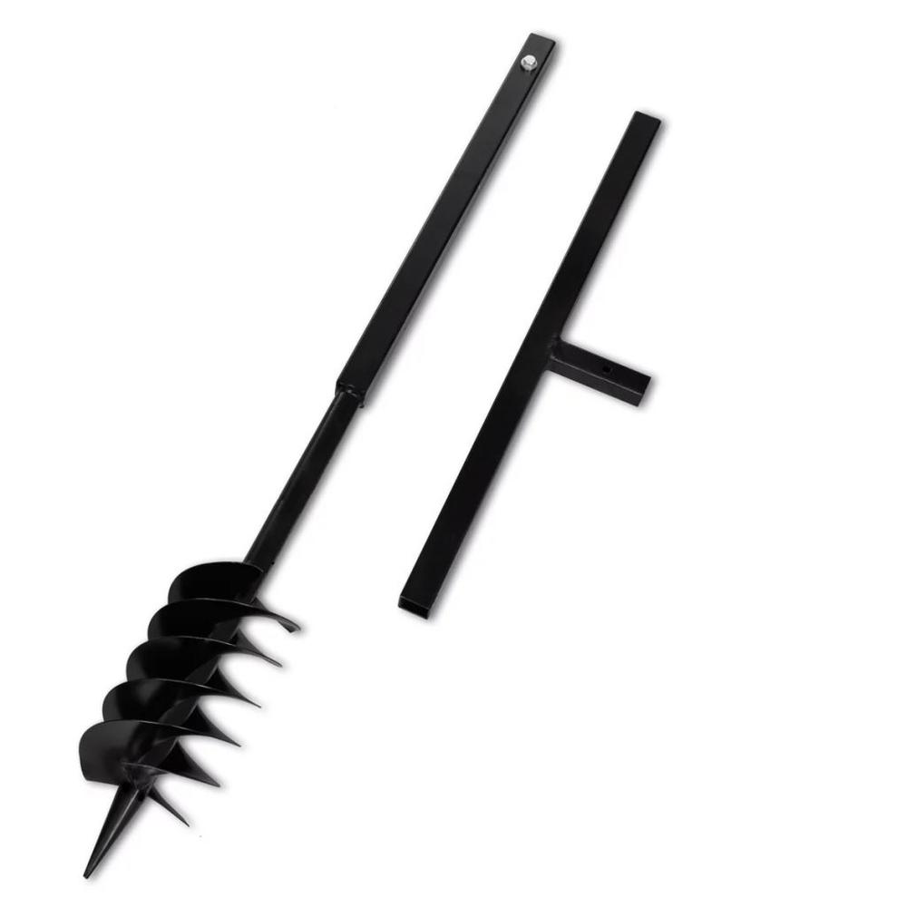 vidaXL Ground Drill Handle Auger Bit 4.72" Black Double Spirals Steel , 141025