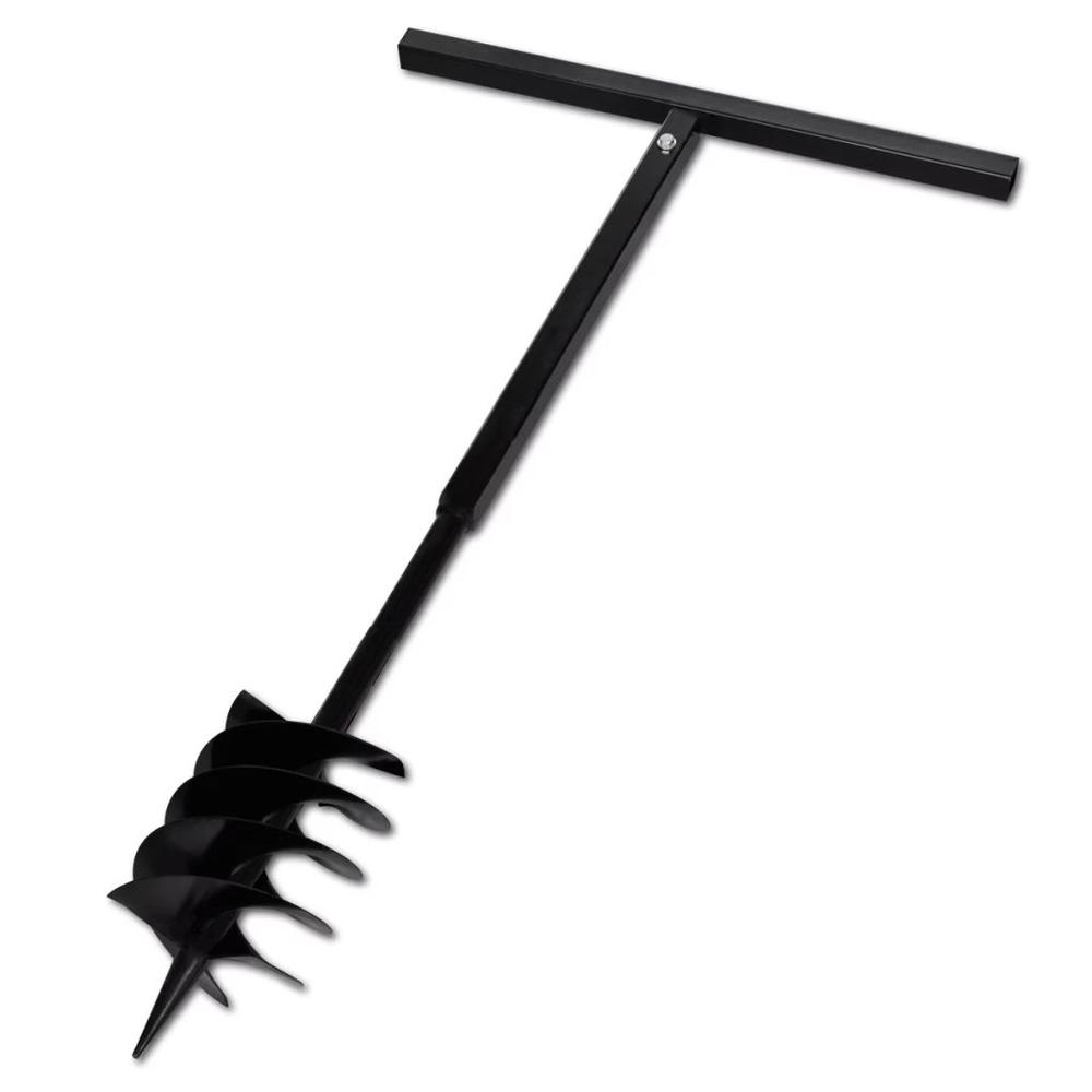 vidaXL Ground Drill Handle Auger Bit 7.09" Black Three Spirals Steel , 141027