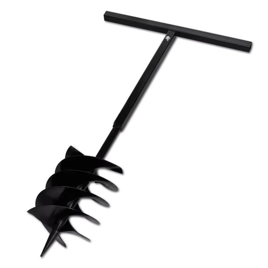 vidaXL Ground Drill Handle Auger Bit 7.87" Black Three Spirals Steel , 141028