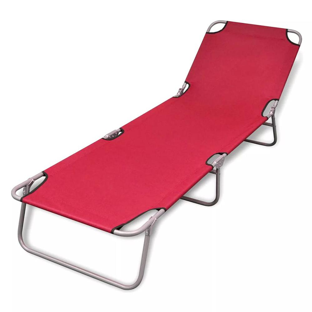 vidaXL Folding Sun Lounger Powder-coated Steel Red, 41479