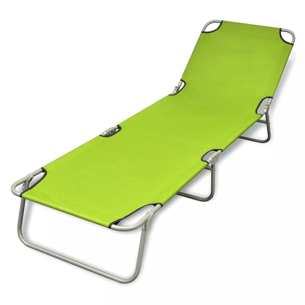 vidaXL Folding Sun Lounger Powder-coated Steel Apple Green, 41480