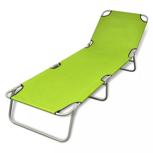 vidaXL Folding Sun Lounger Powder-coated Steel Apple Green, 41480