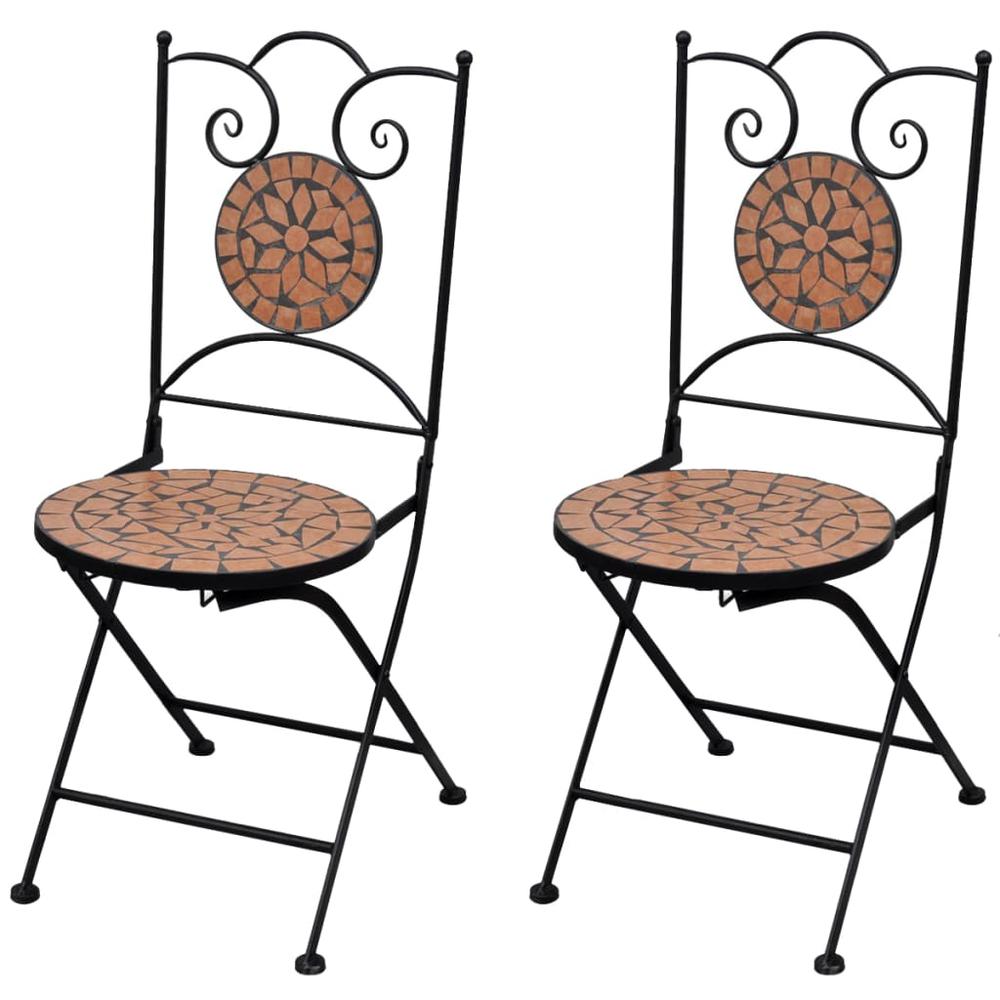 vidaXL Folding Bistro Chairs 2 pcs Ceramic Terracotta, 41529