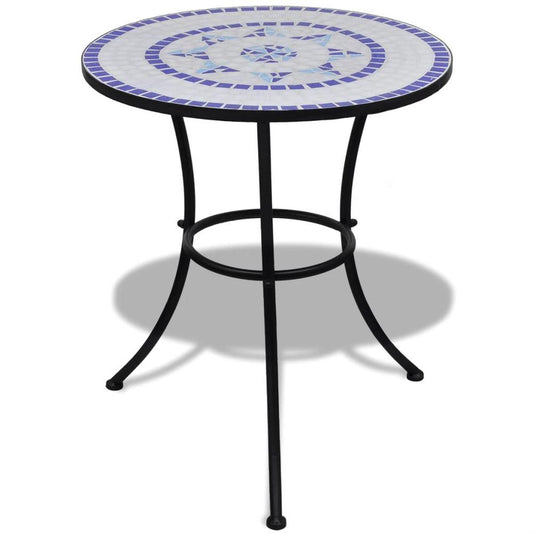 vidaXL Bistro Table Blue and White 23.6" Mosaic, 41530