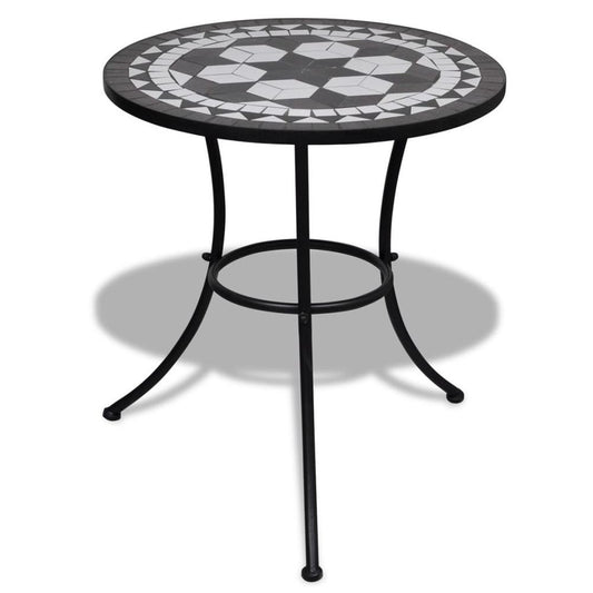 vidaXL Bistro Table Black and White 23.6" Mosaic, 41532