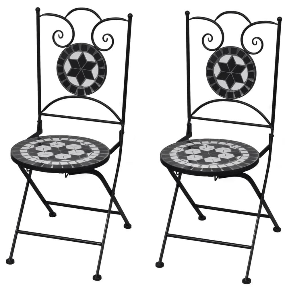 vidaXL Folding Bistro Chairs 2 pcs Ceramic Black and White, 41533