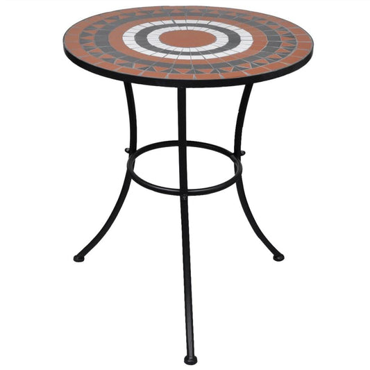 vidaXL Bistro Table Terracotta and White 23.6" Mosaic, 41534