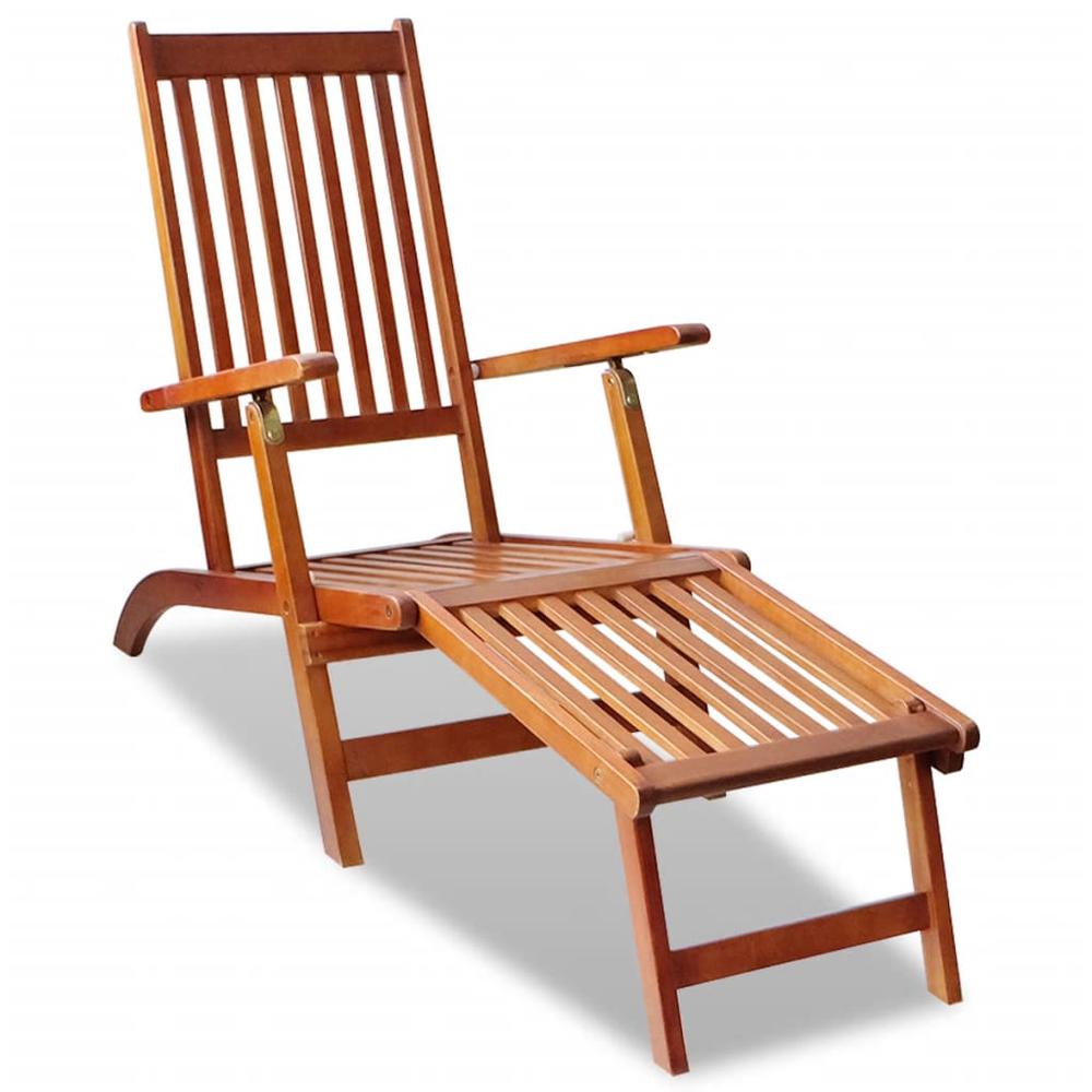 vidaXL Outdoor Deck Chair with Footrest Solid Acacia Wood, 41433