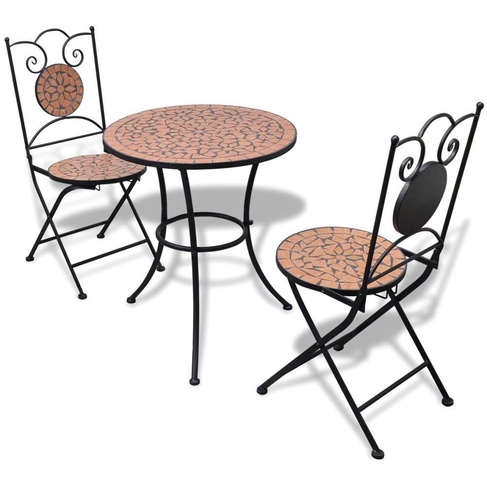 vidaXL 3 Piece Bistro Set Ceramic Tile Terracotta, 271770