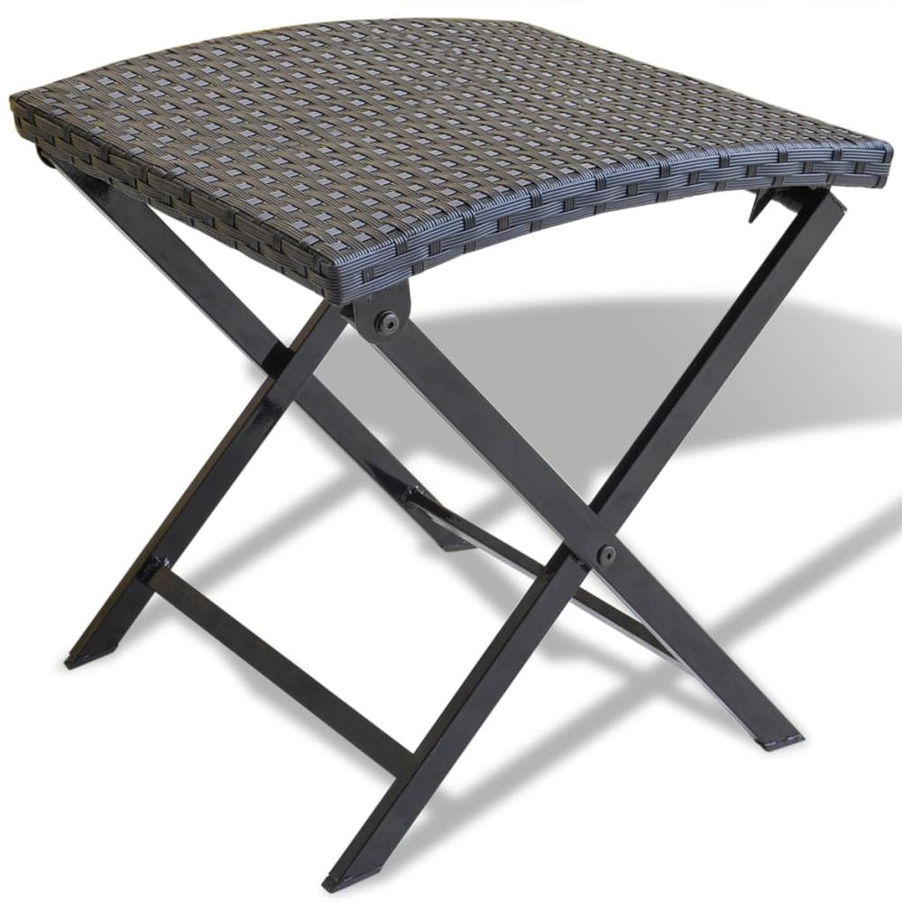 vidaXL Folding Stool Poly Rattan Black, 41788