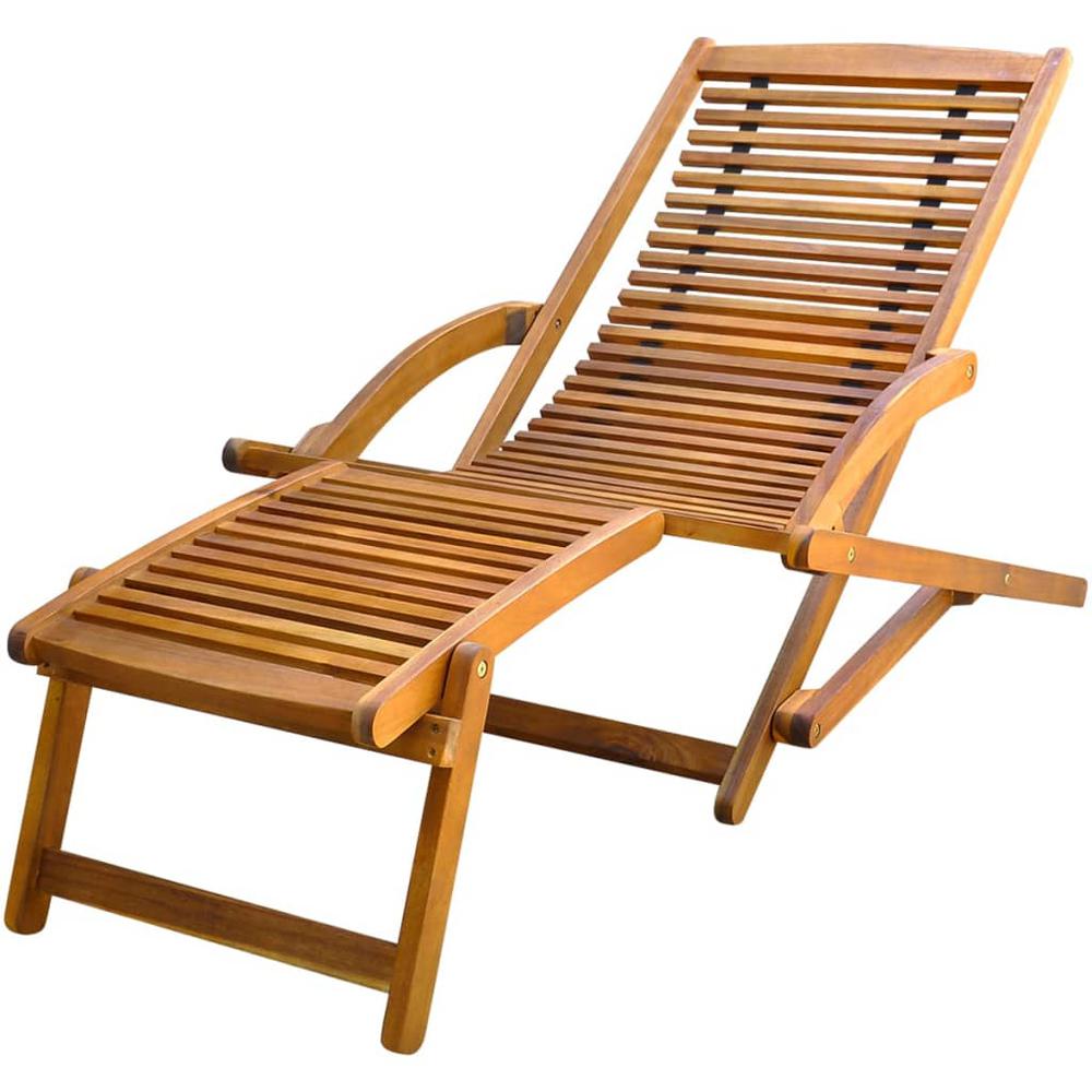 vidaXL Deck Chair with Footrest Solid Acacia Wood, 41806