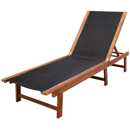 vidaXL Sun Lounger Solid Acacia Wood and Textilene, 41745