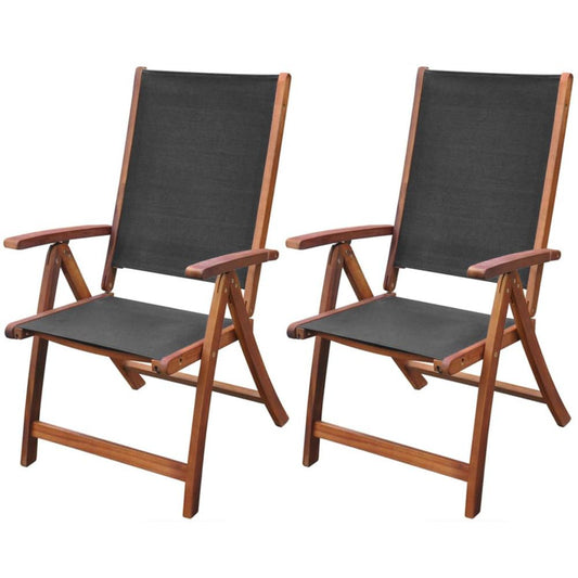 vidaXL Folding Garden Chairs 2 pcs Solid Acacia Wood and Textilene, 41747