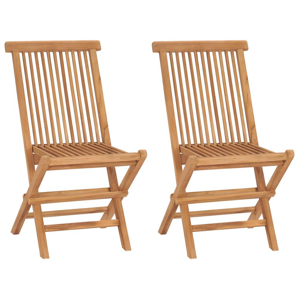 vidaXL Folding Garden Chairs 2 pcs Solid Teak Wood, 41993