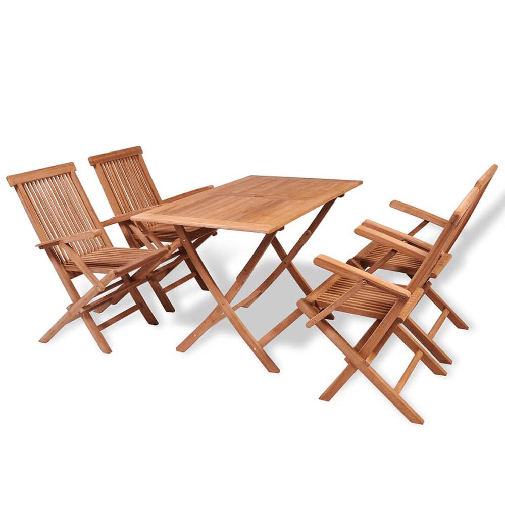 vidaXL 5 Piece Folding Outdoor Dining Set Solid Teak Wood 1995