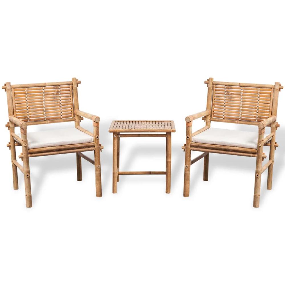 vidaXL 3 Piece Bistro Set with Cushions Bamboo, 41892