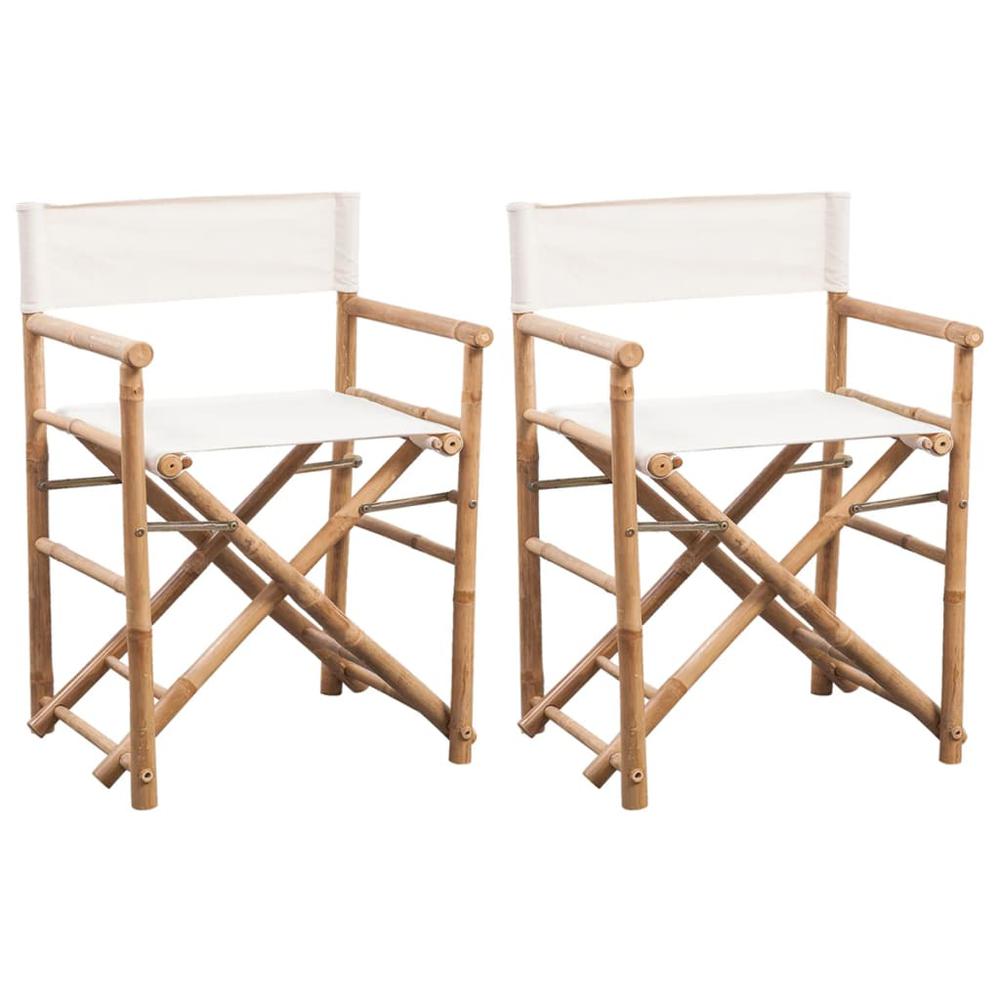 vidaXL Folding Director's Chair 2 pcs Bamboo and Canvas, 41895