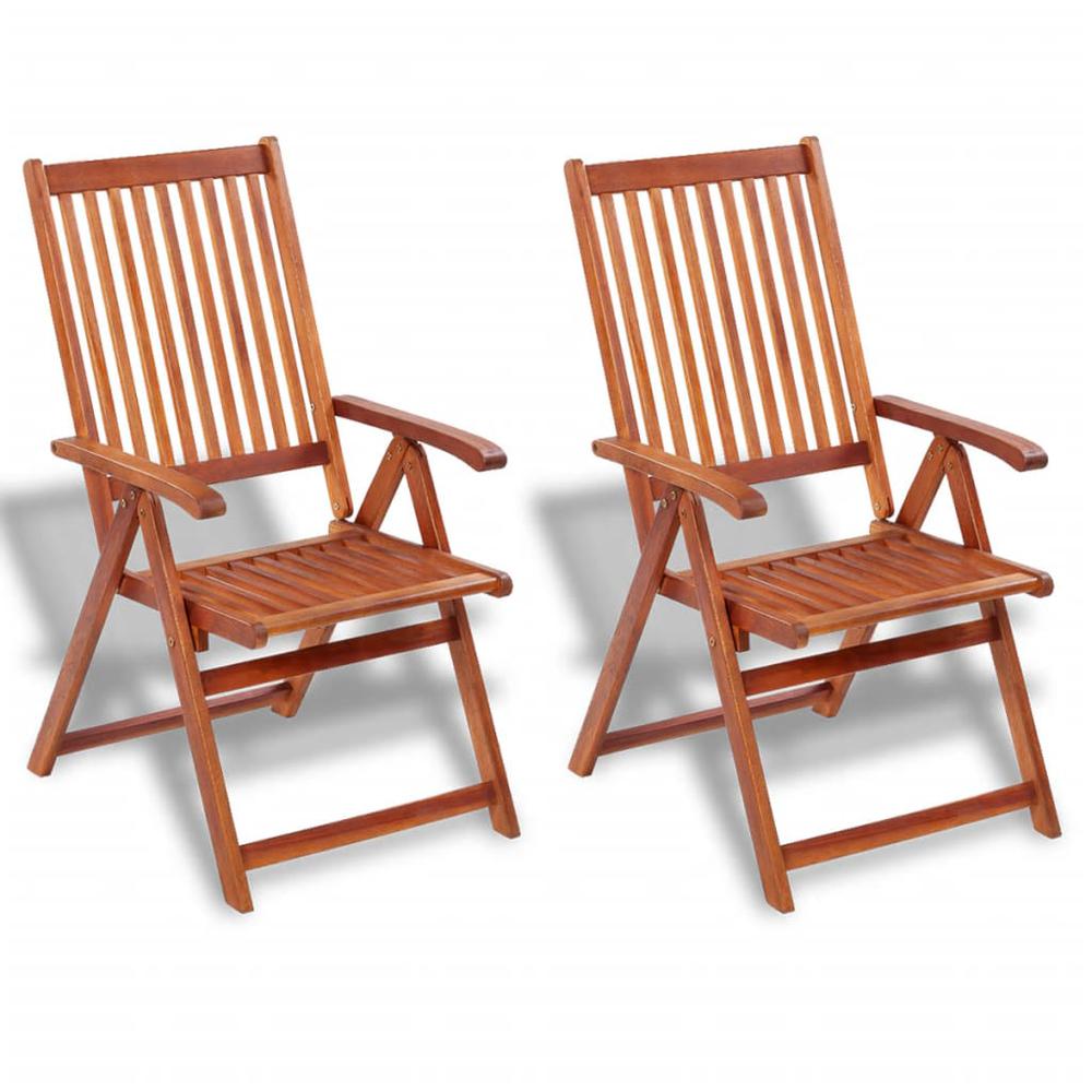 vidaXL Folding Garden Chairs 2 pcs Solid Acacia Wood Brown, 41820