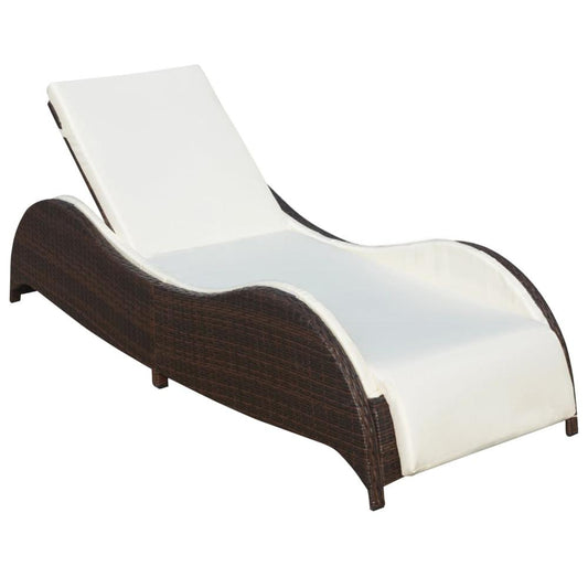 vidaXL Sun Lounger with Cushion Poly Rattan Brown, 41974