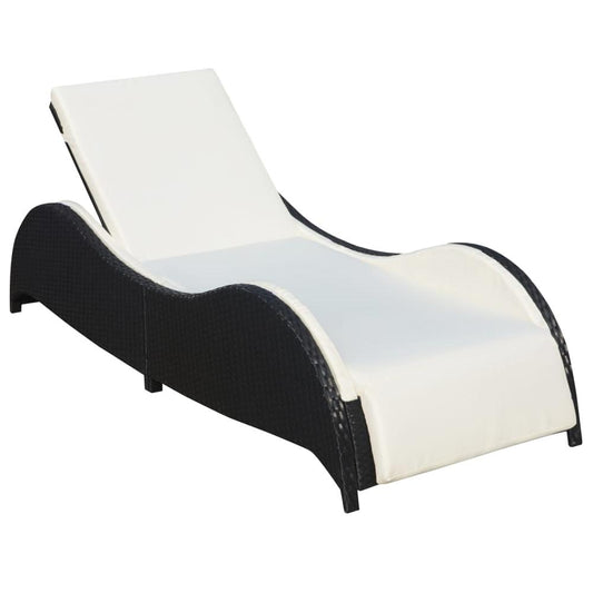 vidaXL Sun Lounger with Cushion Poly Rattan Black, 41975