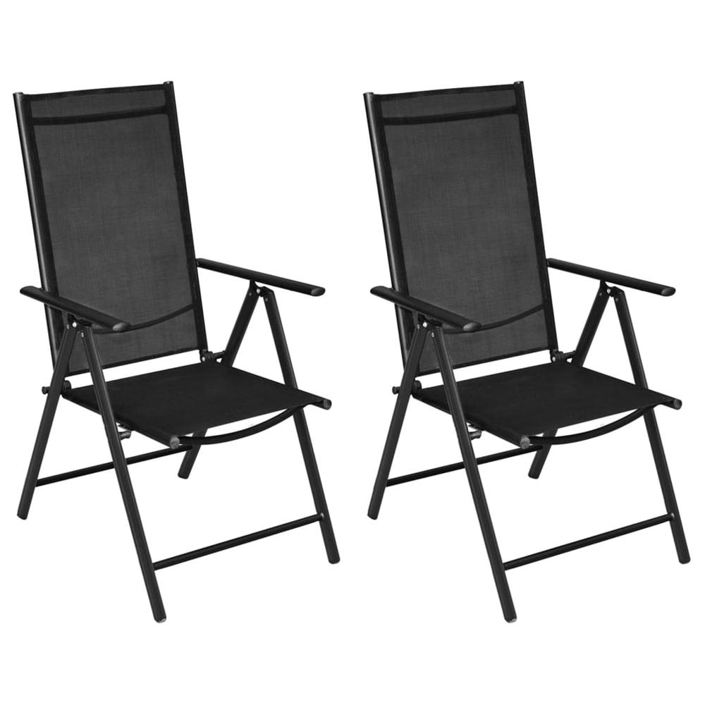 vidaXL Folding Garden Chairs 2 pcs Aluminium and Textilene Black, 41730