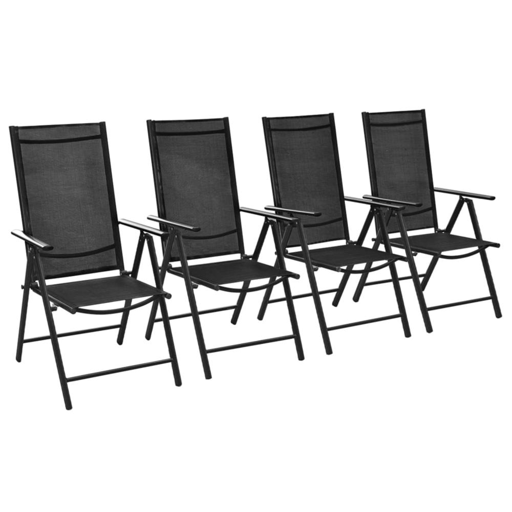 vidaXL Folding Garden Chairs 4 pcs Aluminium and Textilene Black, 41731