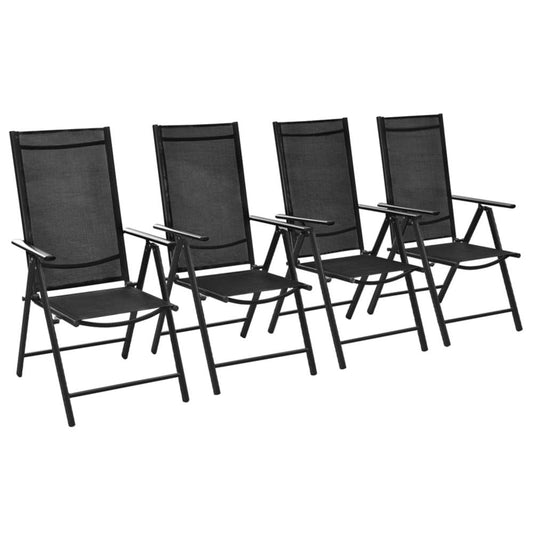 vidaXL Folding Garden Chairs 4 pcs Aluminium and Textilene Black, 41731