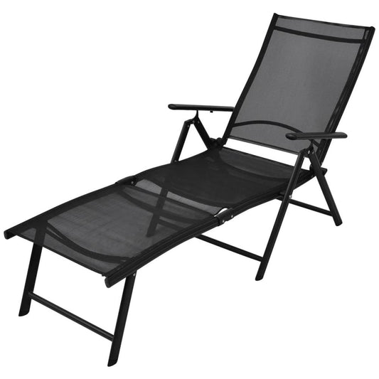 vidaXL Folding Sun Lounger Aluminium Black, 41741