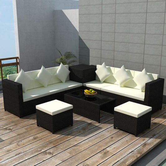 vidaXL Garden Sofa Set 26 Pieces Poly Rattan Black, 42071