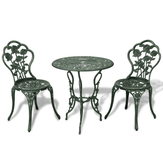 vidaXL 3 Piece Bistro Set Cast Aluminium Green, 42164