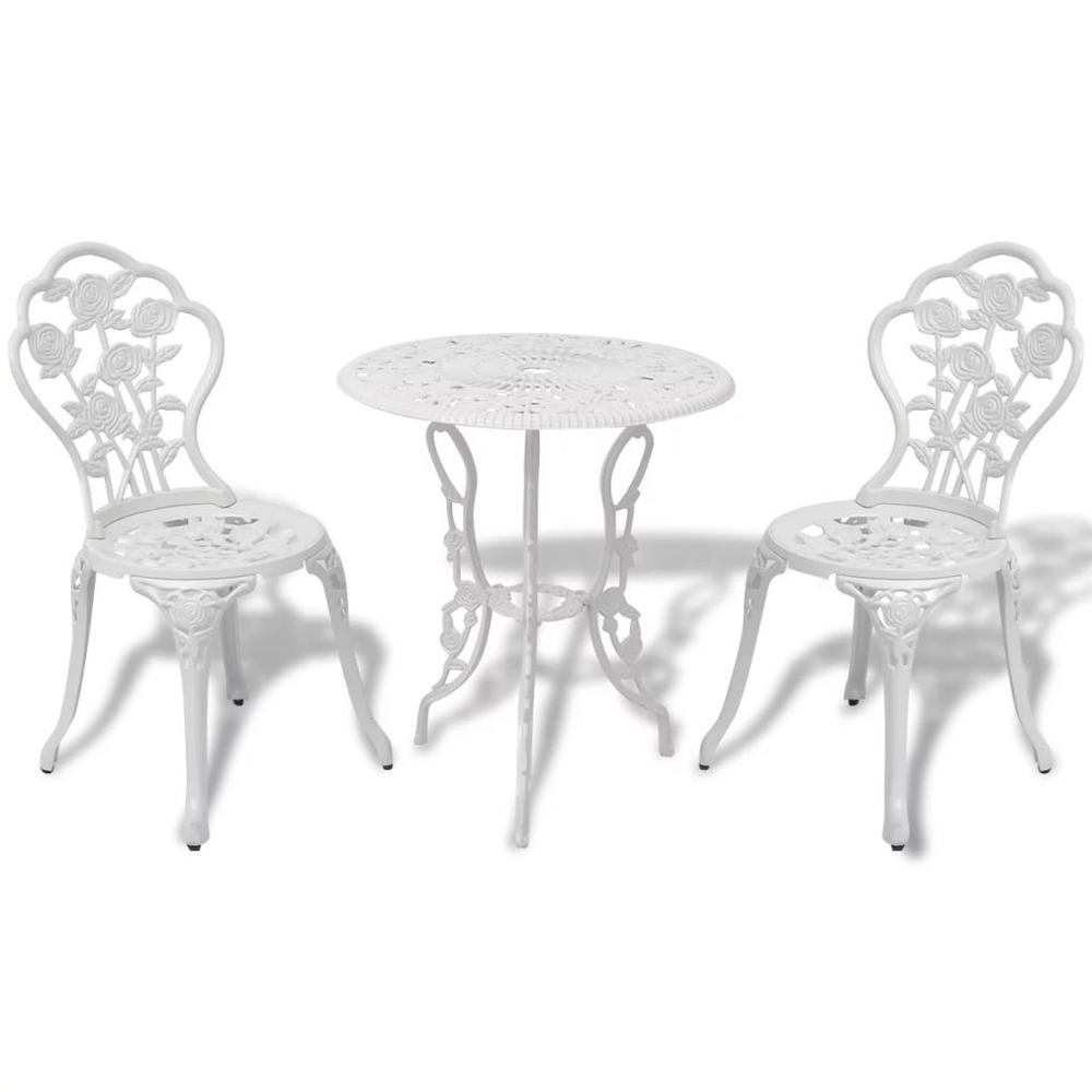 vidaXL 3 Piece Bistro Set Cast Aluminium White, 42165