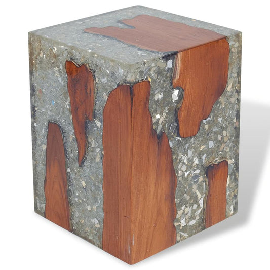 vidaXL Stool Solid Teak Wood and Resin, 243468