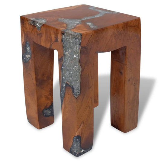 vidaXL Stool Solid Teak Wood and Resin, 243470