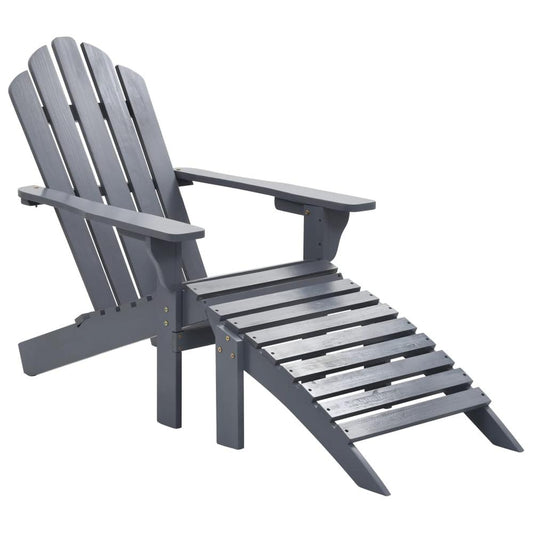 vidaXL Garden Chair with Ottoman Wood Gray, 45700