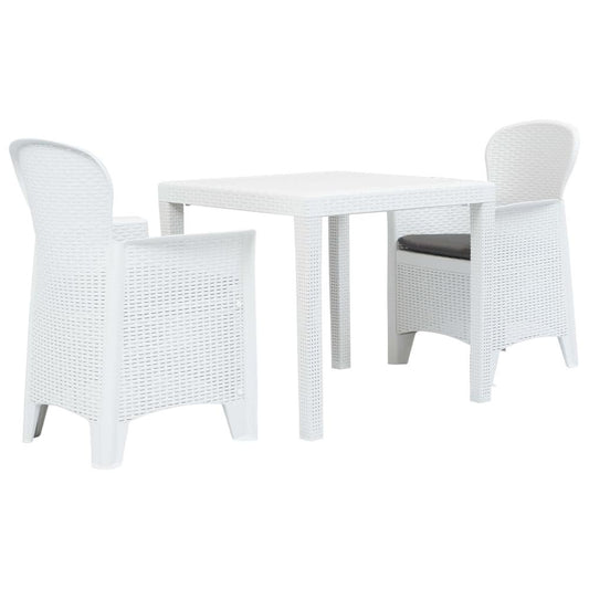 vidaXL 3 Piece Bistro Set Plastic White Rattan Look, 276107