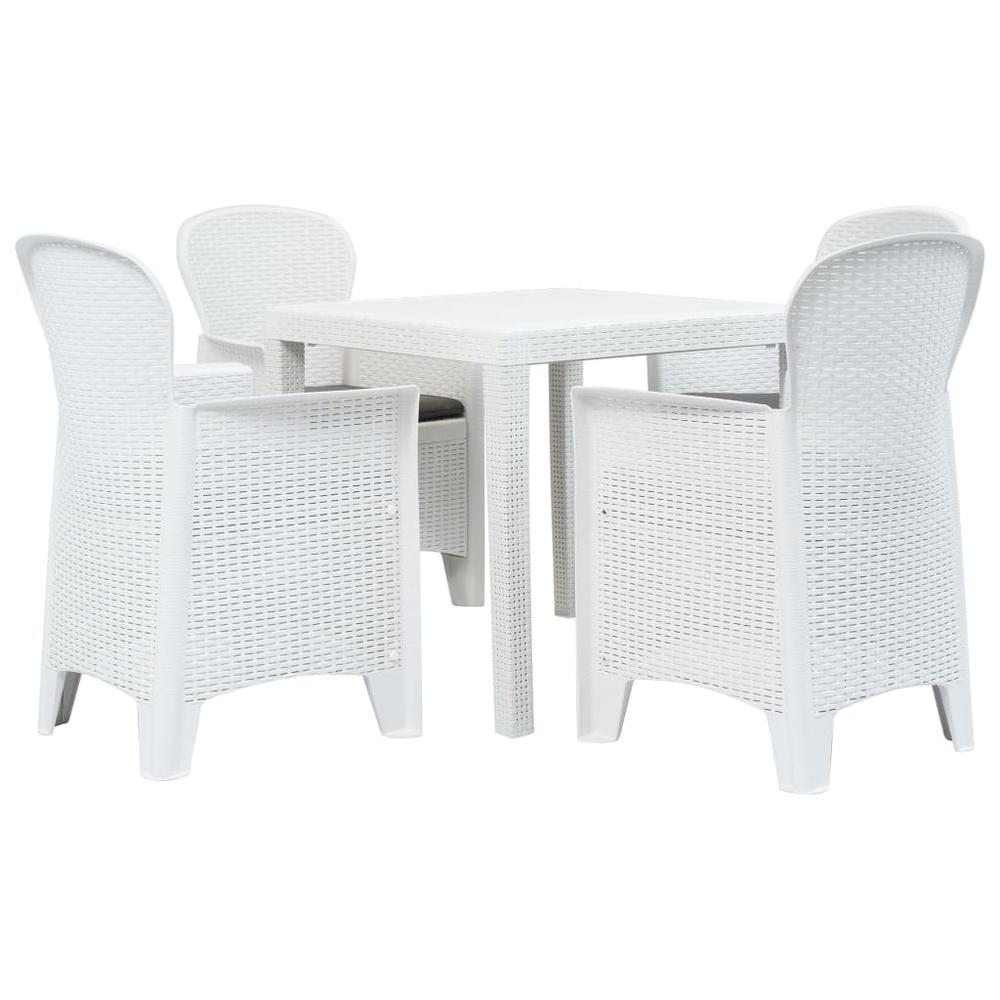 vidaXL 5 Piece Outdoor Dining Set Plastic White Rattan Look, 276108