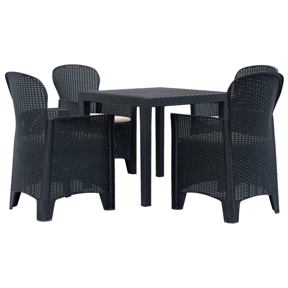 vidaXL 5 Piece Outdoor Dining Set Plastic Anthracite Rattan Look, 276114