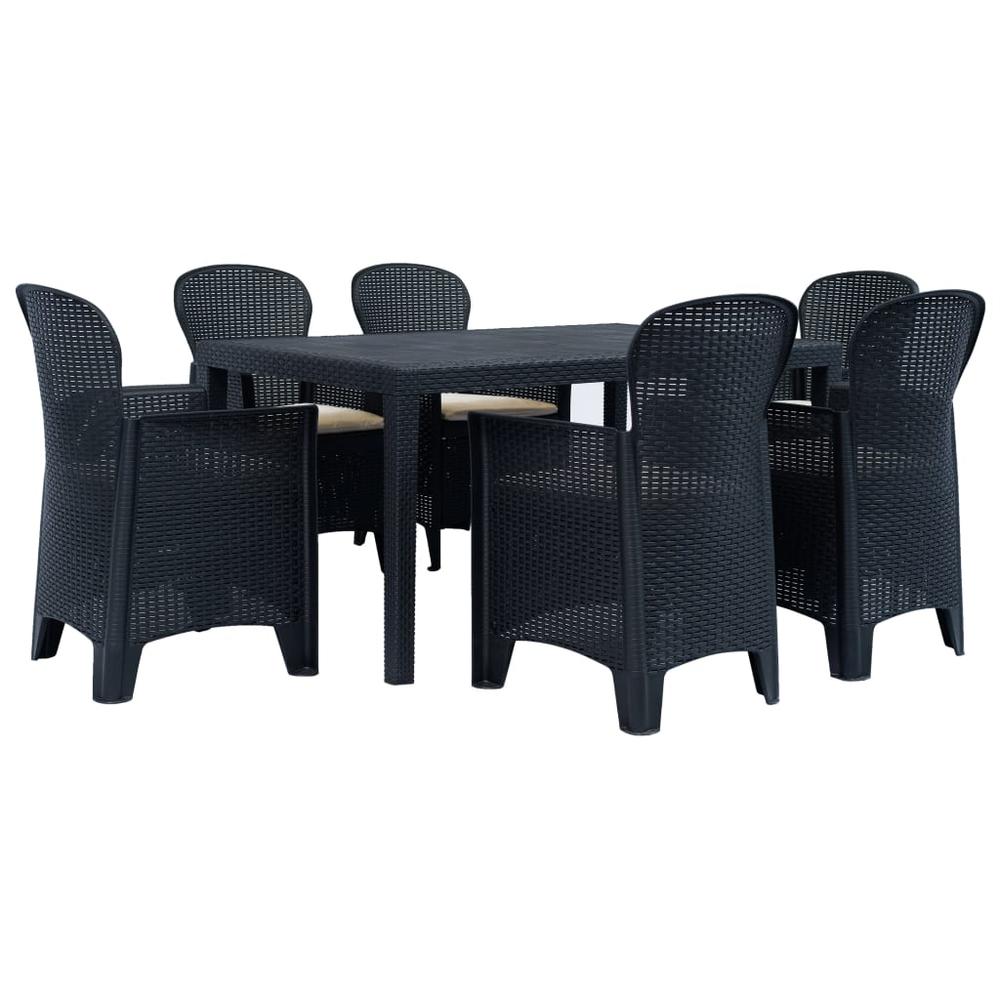 vidaXL 7 Piece Outdoor Dining Set Plastic Anthracite Rattan Look, 276128