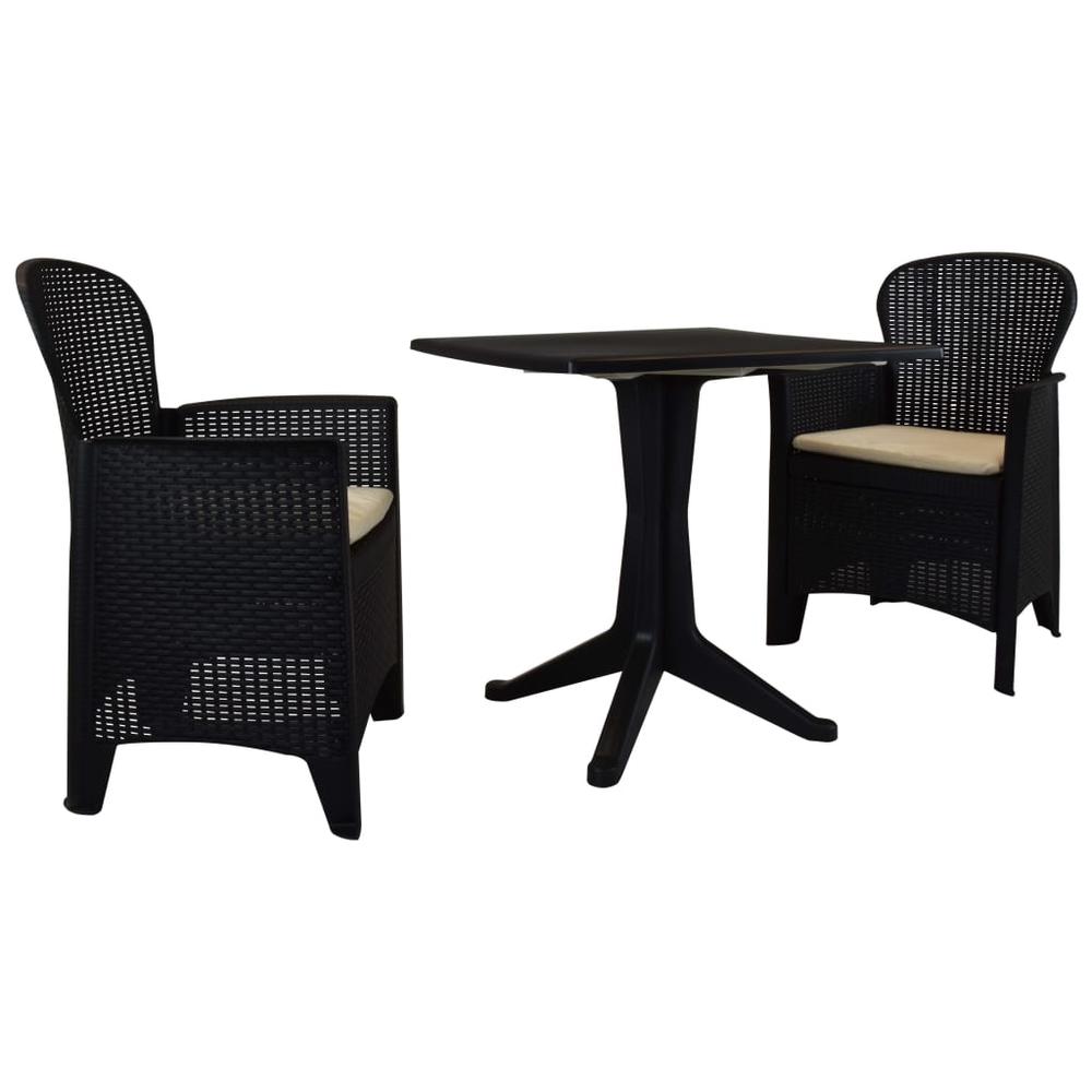 vidaXL 3 Piece Bistro Set Plastic Anthracite, 276161