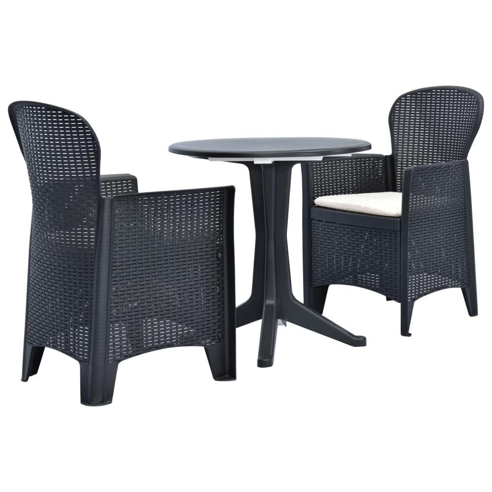 vidaXL 3 Piece Bistro Set Plastic Anthracite, 276173